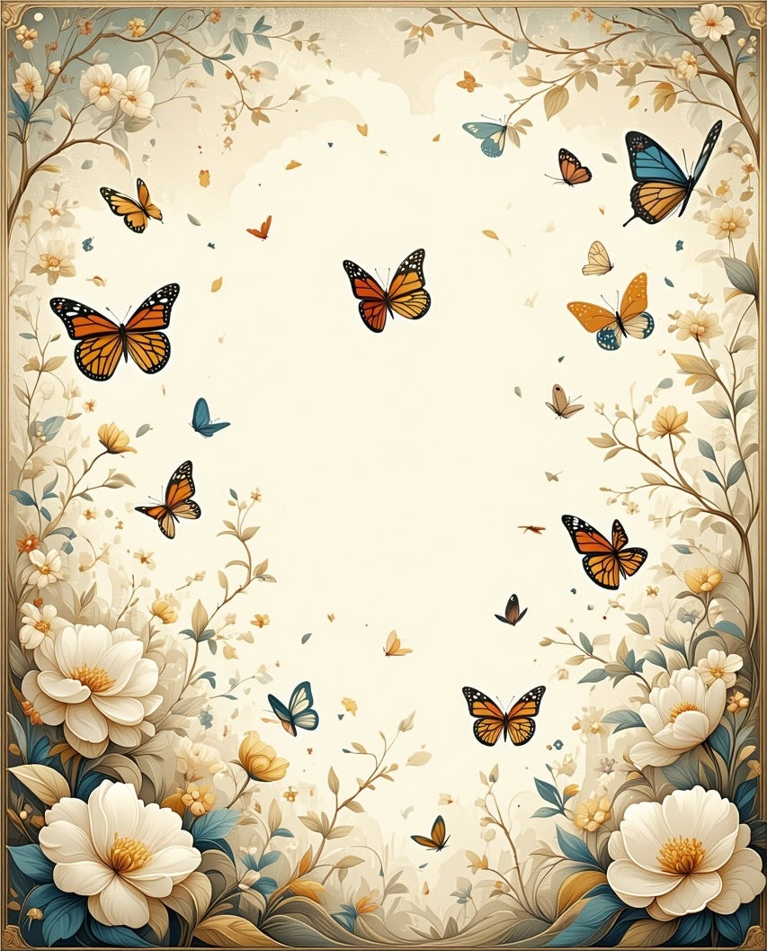 Whimsical Butterfly Floral Garden Design Rug
