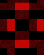 Bold Red Black Circuit Buffalo Check Rug