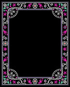 Ornate Floral Border With Pink Accents Rug