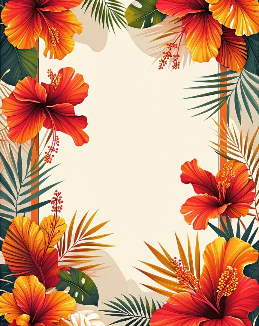 Vibrant Hibiscus Tropical Floral Design Rug