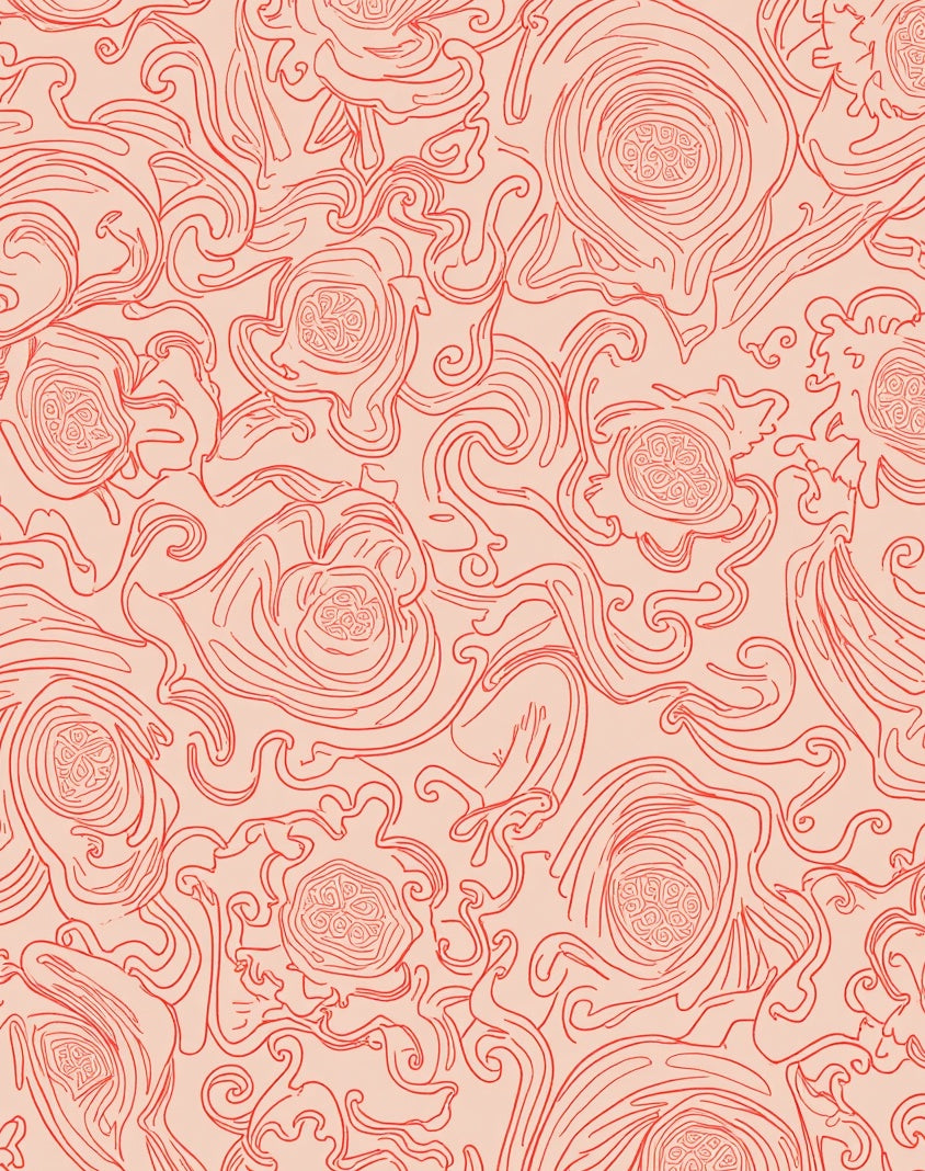 Swirling Organic Fruit Sketch Rug