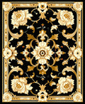 Ornate Gold Flower Patterned Rug