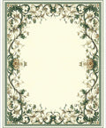 Ornate Floral Scrollwork Frame Design Rug