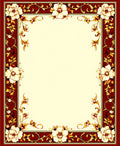 Ornate Floral Border With Golden Accents Rug