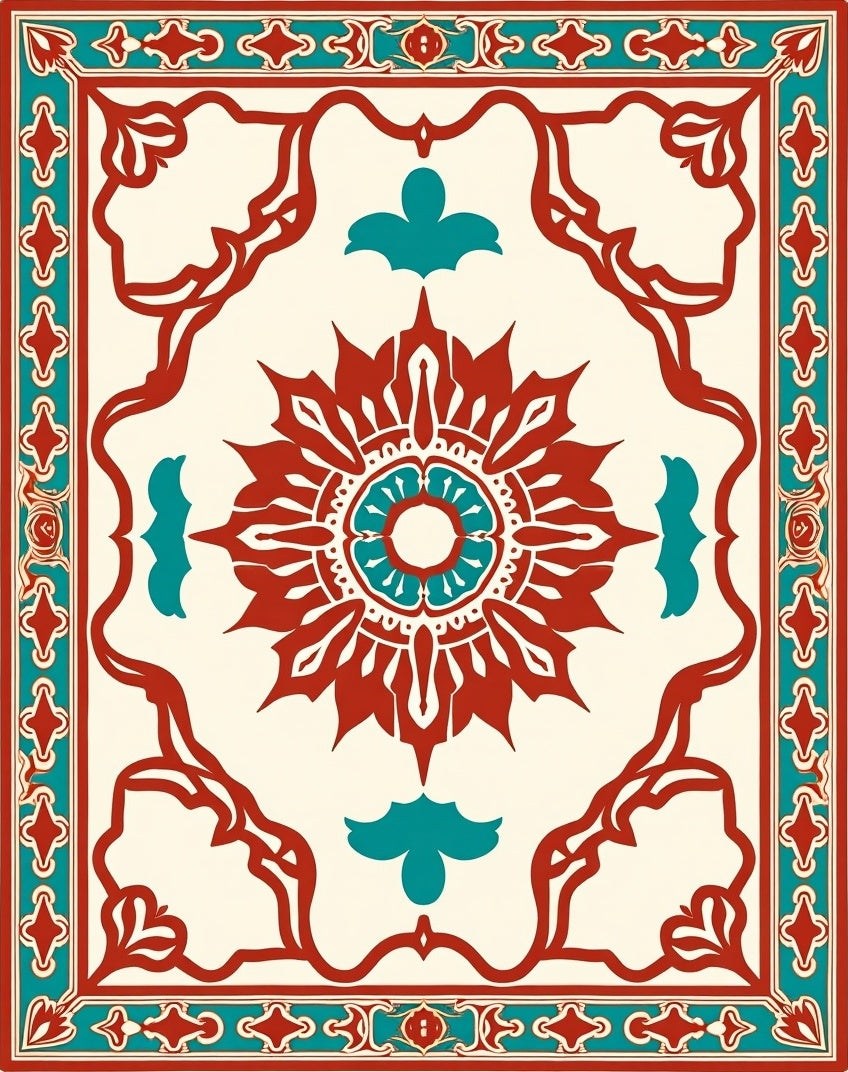 Ornamental Mandala With Floral Accents Rug