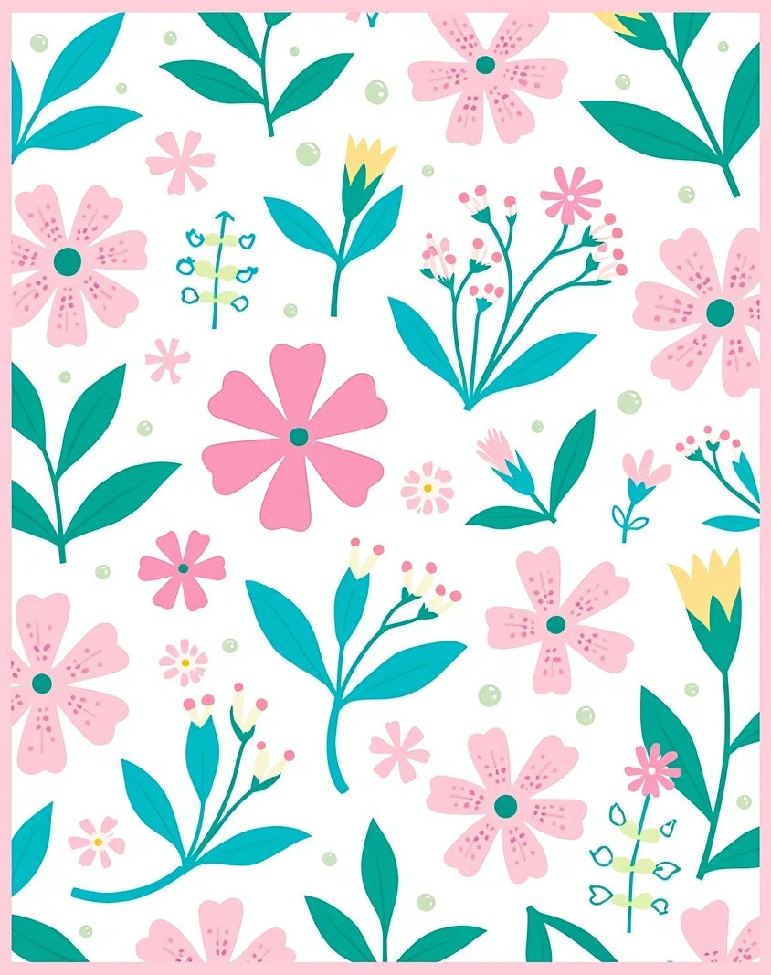 Delicate Pink Yellow Floral Pattern Rug