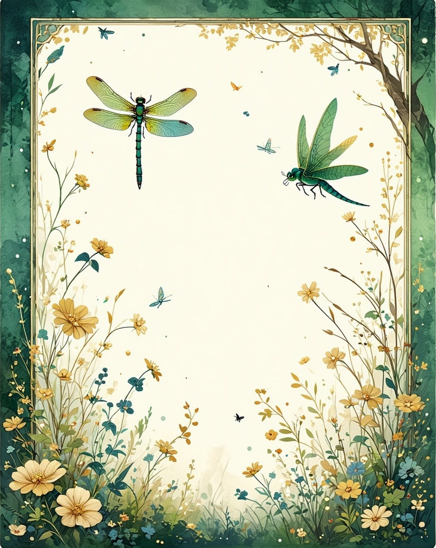 Lush Meadow Dragonfly Floral Design Rug