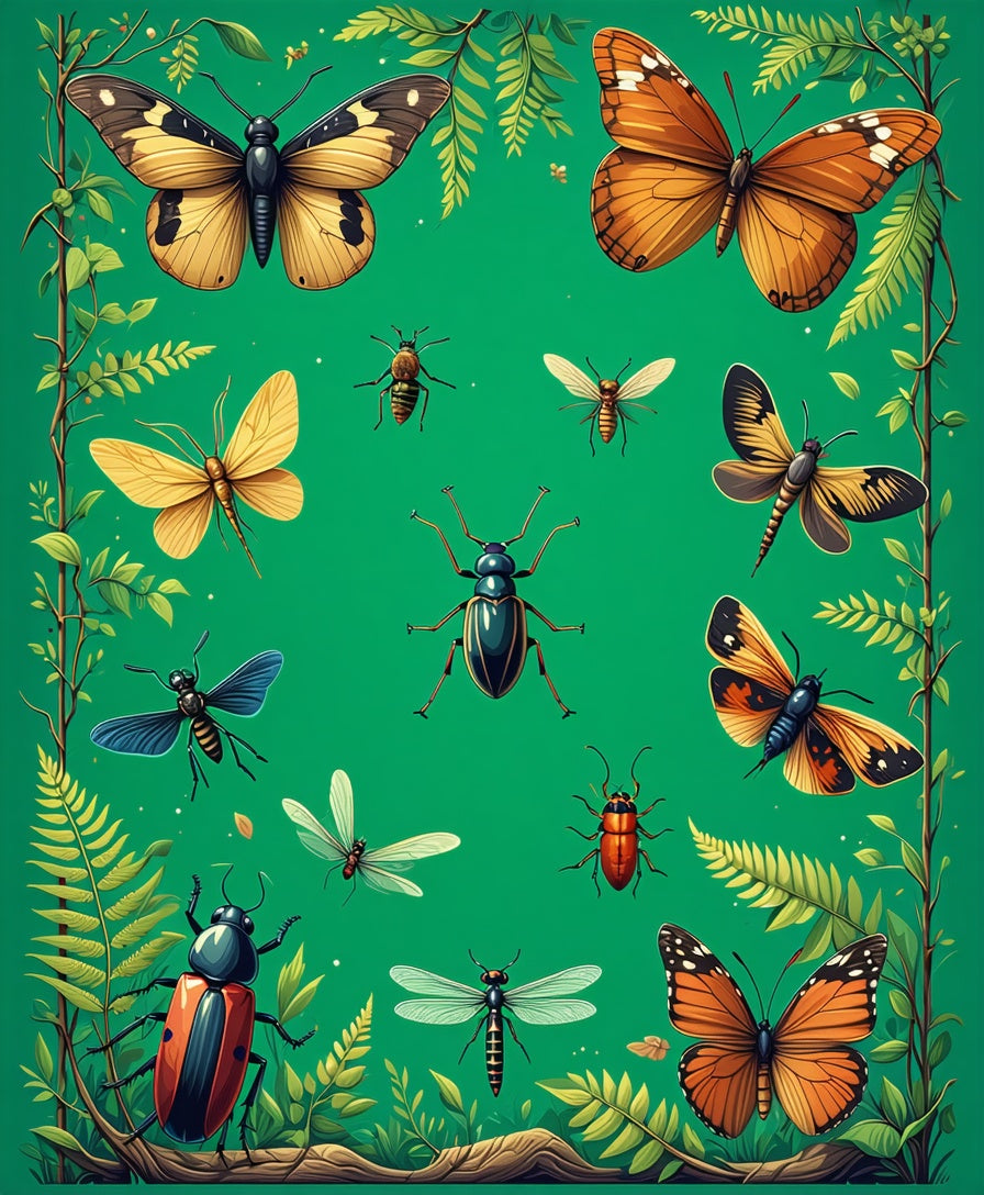 Whimsical Insects and Butterflies Pattern Rug