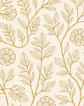 Golden Leaf and Flower Pattern Rug