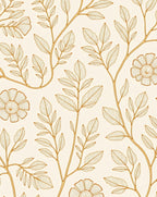 Golden Leaf and Flower Pattern Rug