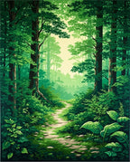 Verdant Forest Path Print Rug