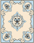 Cream Blue Classic Floral Motif Rug