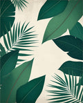 Lush Green Tropical Leaf Pattern Rug