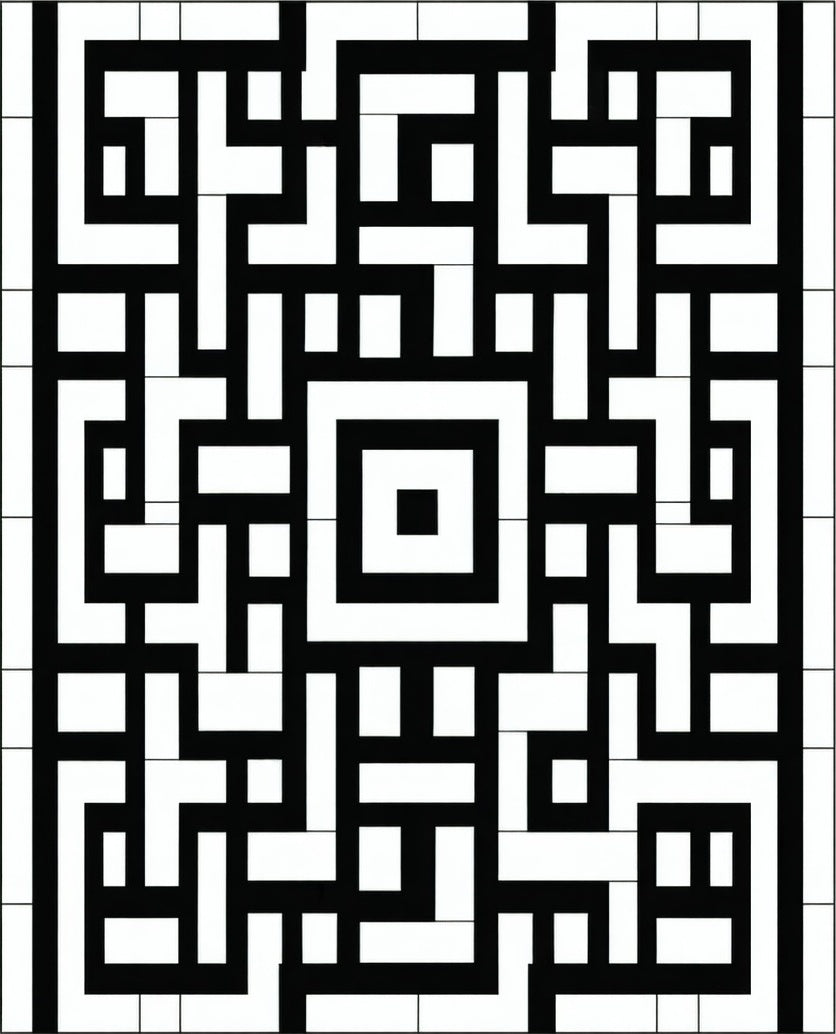 Bold Black White Geometric Pattern Rug