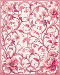 Ornate Pink Floral Vine Pattern Rug