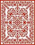 Intricate Red Floral Scrollwork Design Rug