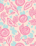 Pink Floral Leaf Outline Pattern Rug