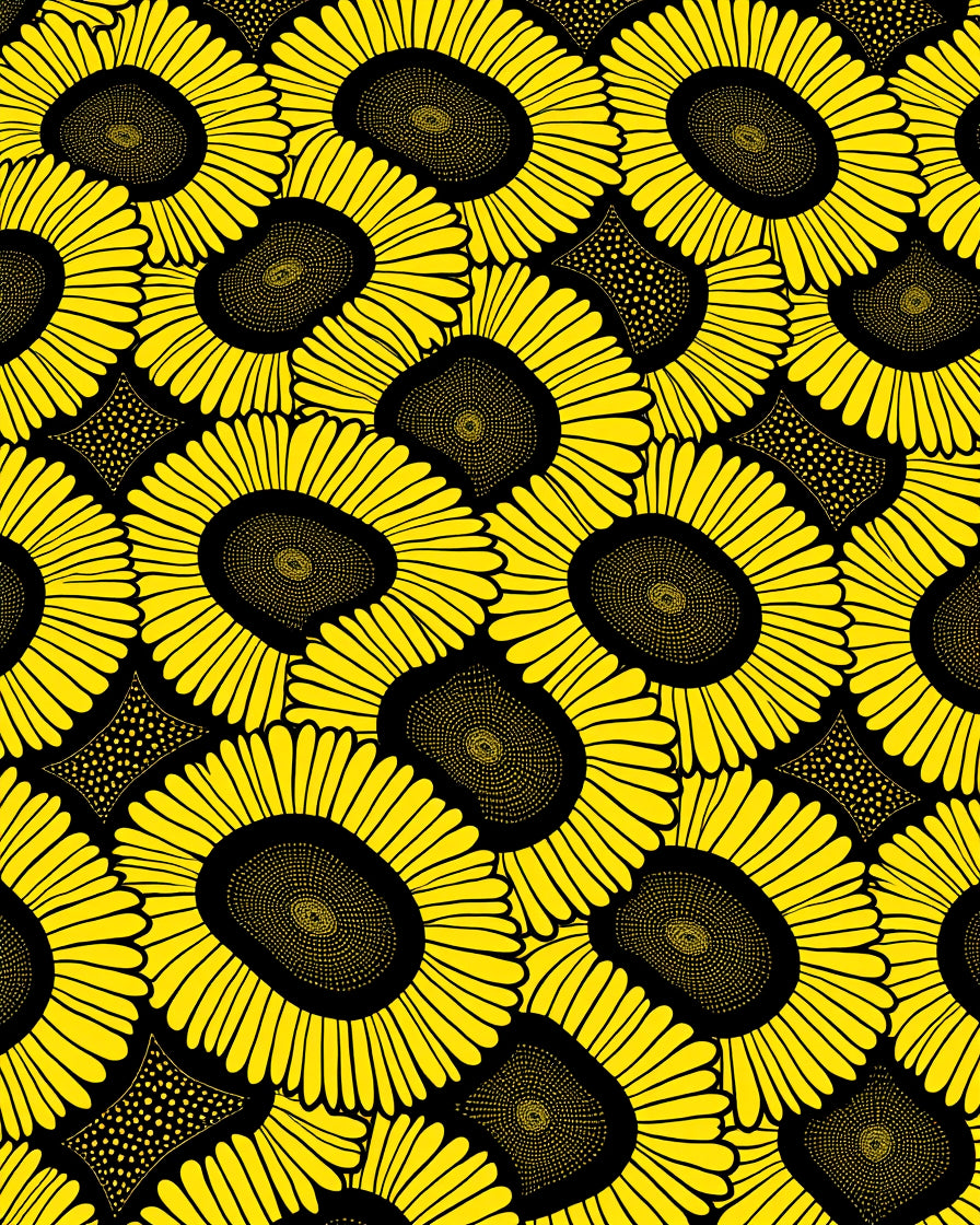 Bright Sunflowers In Black Pattern Rug