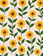 Sunny Yellow Sunflower Botanical Pattern Rug