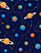 Cosmic Planets Swirling Orbital Galaxy Rug