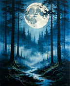 Enchanting Moonlight Forest Scene Rug