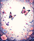 Delicate Floral Butterfly Meadow Design Rug