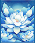 Lila Blue Lotus Floral Artwork Rug