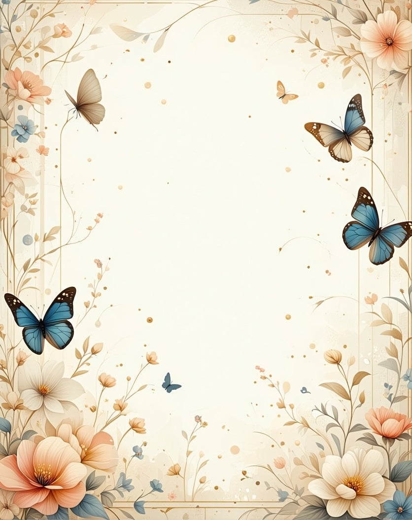 Whimsical Floral Butterfly Garden Rug