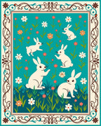 Spring Meadow Bunny Botanical Pattern Rug