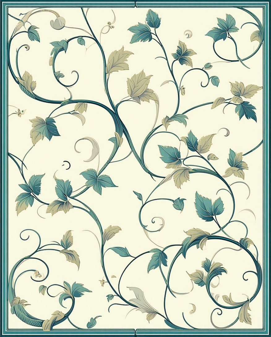Vintage Floral Vine Scroll Pattern Rug
