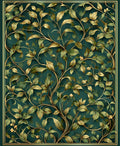 Elegant Gold Vine Flourish Pattern Rug