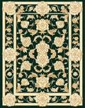 Classic Floral Scrollwork Dark Green Rug