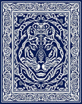 Ornate Tiger Face Intricate Border Rug