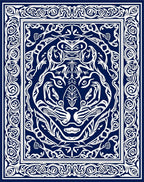 Ornate Tiger Face Intricate Border Rug