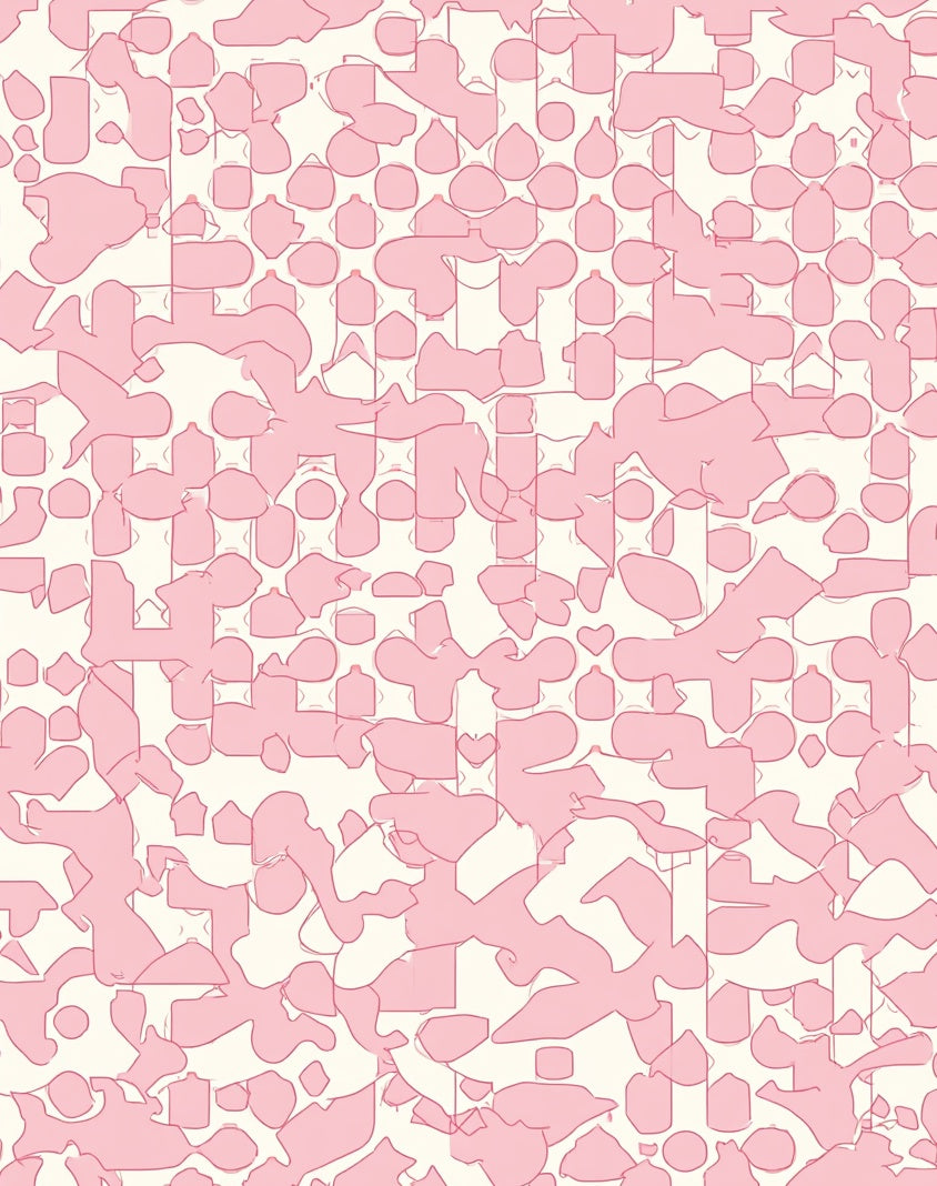 Pink Abstract Organic Grid Style Rug