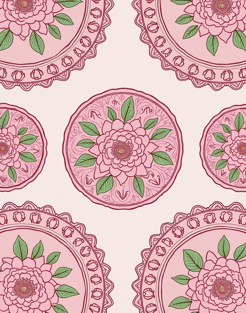Pink Floral Mandala Pattern Rug