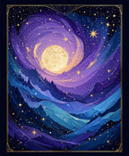 Galactic Swirl Celestial Mountain Scene Rug