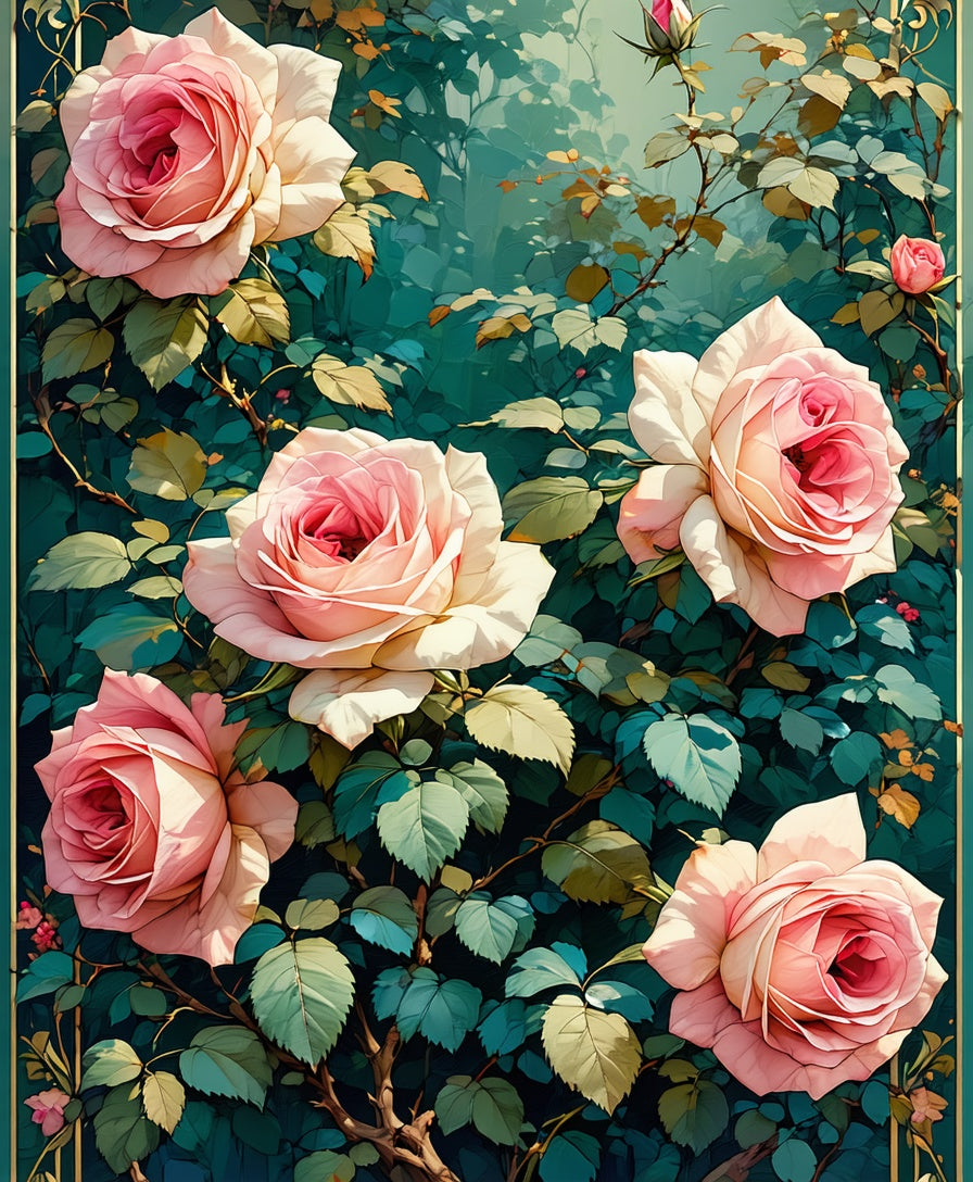 Floral Garden Rose Pastel Pattern Rug
