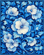 Blue Floral Swirls Pattern Rug