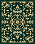 Emerald Gold Floral Medallion Rug