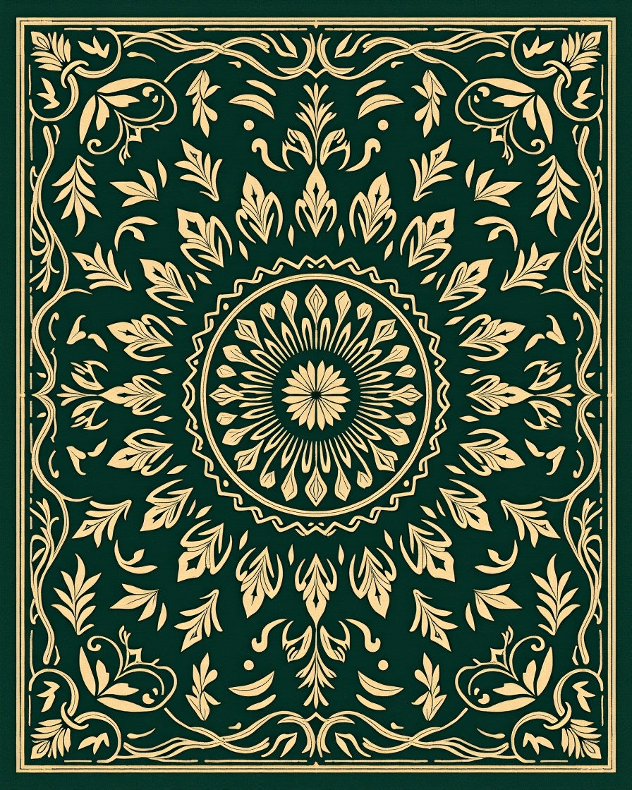 Emerald Gold Floral Medallion Rug