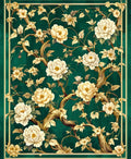 Emerald Floral Vine Pattern Rug