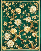 Emerald Floral Vine Pattern Rug
