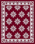 Crimson Snowflake Geometric Border Rug