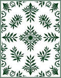 Dark Green Floral Symmetry Rug