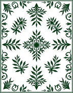 Dark Green Floral Symmetry Rug