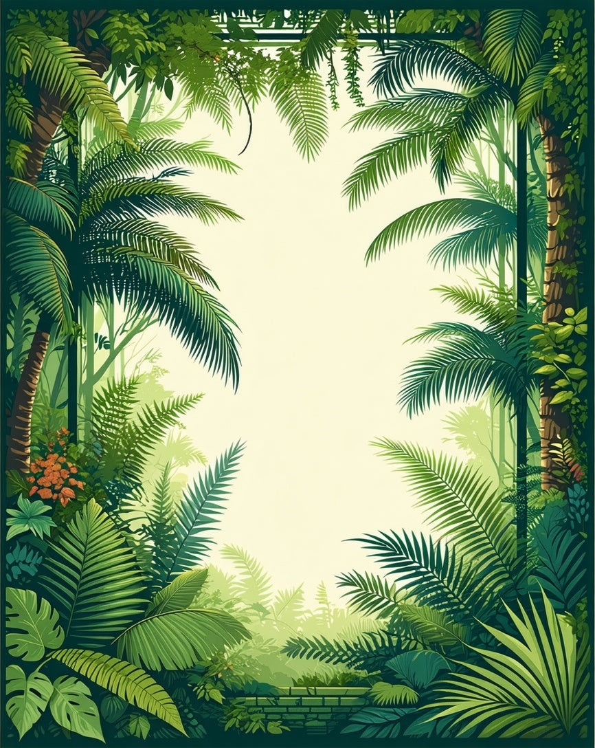 Lush Tropical Jungle Leaf Pattern Rug