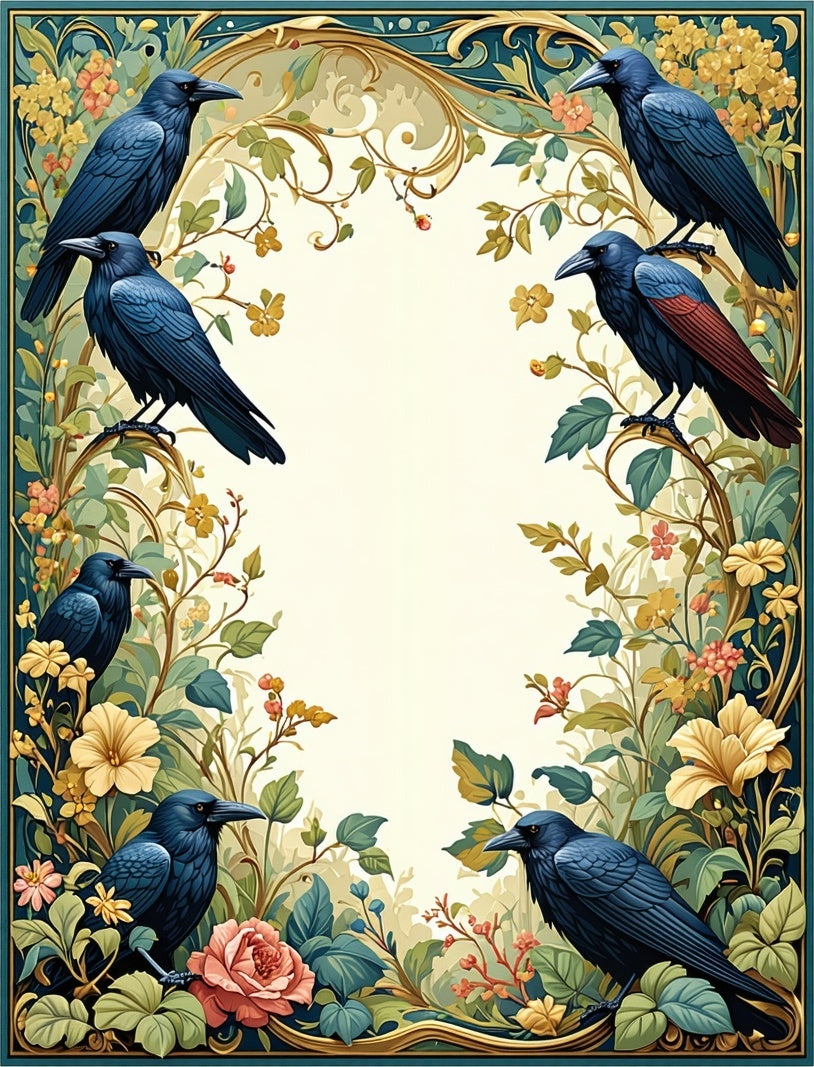 Ravens Floral Botanical Art Rug
