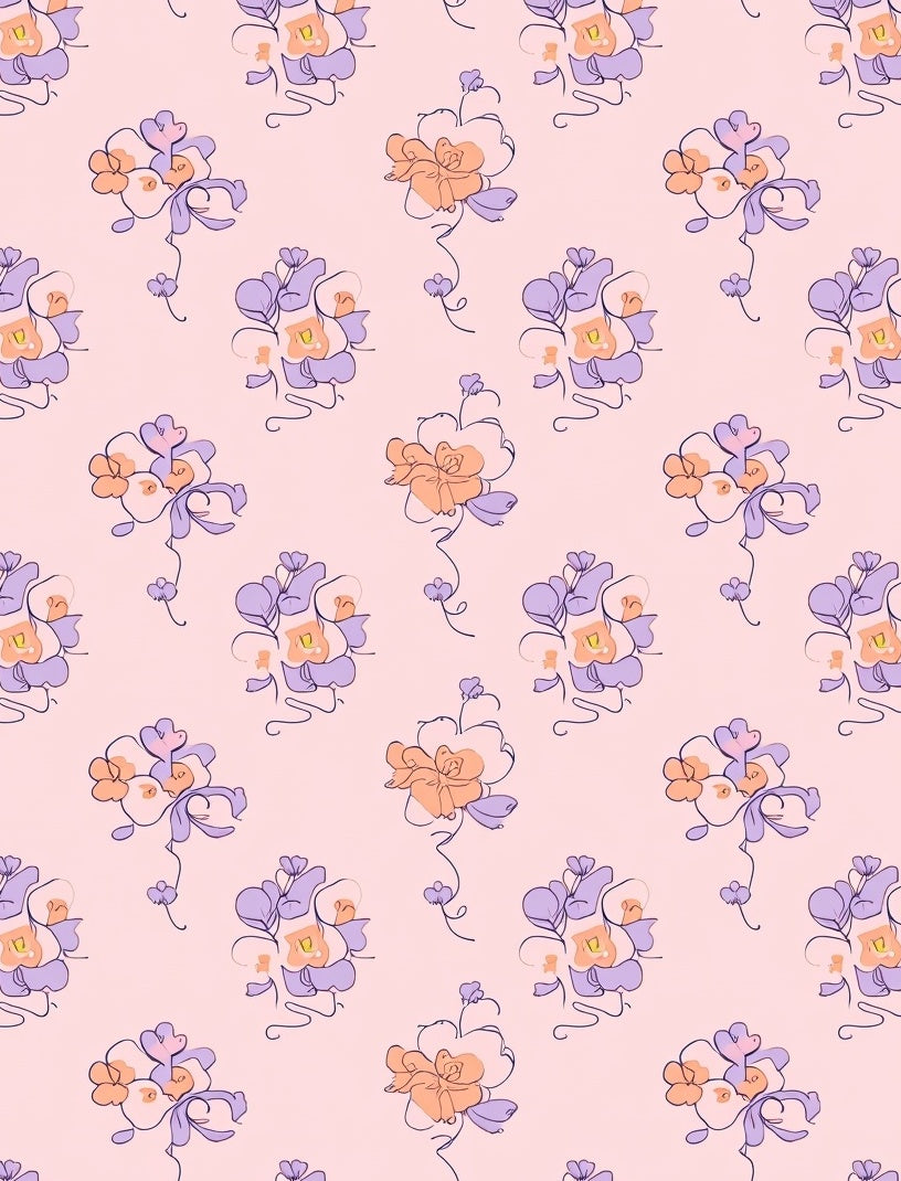 Delicate Floral Sketch Pattern Rug