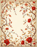 Vibrant Floral Vining Scroll Pattern Rug